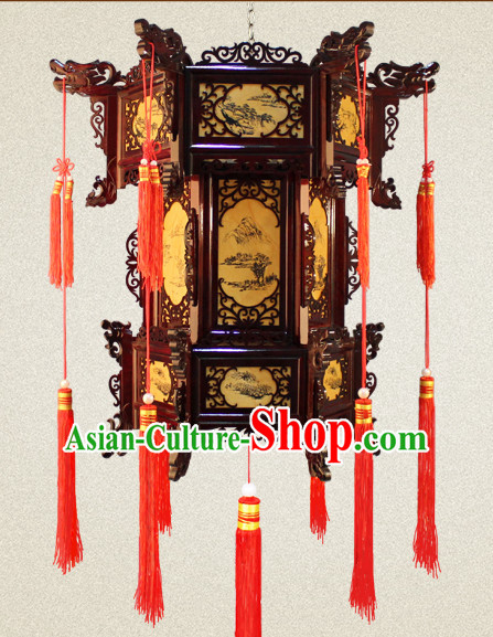 Ancient Chinese Style Handmade Natural Wood Palace Lantern