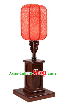 Chinese Ancient Handmade and Carved Natural Wood Desk Lantern