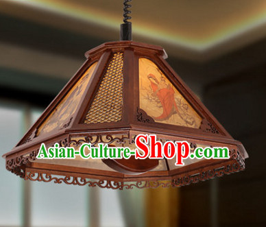 Chinese Ancient Handmade and Carved Natural Wood Mahjong Lantern