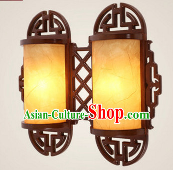 Chinese Ancient Handmade and Carved Natural Wood Wall Lantern