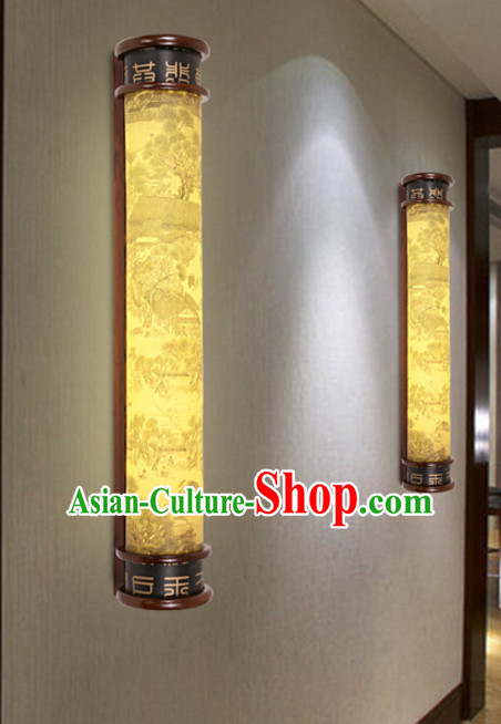 Chinese Ancient Handmade and Carved Natural Wood Wall Lantern