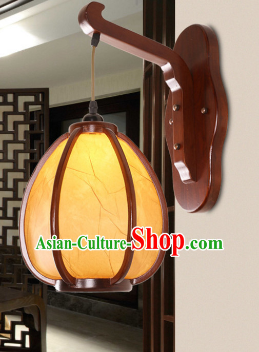 Chinese Ancient Handmade and Carved Natural Wood Wall Palace Lantern