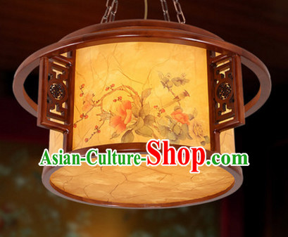 Chinese Ancient Handmade and Carved Natural Wood Hanging Palace Lantern