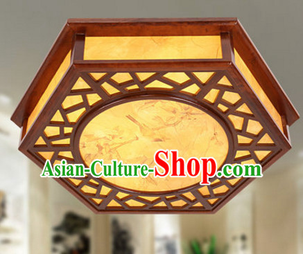 Chinese Ancient Handmade and Carved Natural Wood Ceiling Palace Lantern