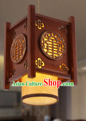 Chinese Ancient Handmade and Carved Natural Wood Hanging Palace Lantern