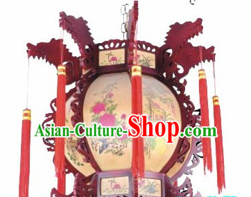 Chinese Ancient Handmade and Carved Natural Wood Hanging Lantern