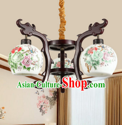 Chinese Classical Handmade and Carved Natural Wood Hanging Palace Lantern