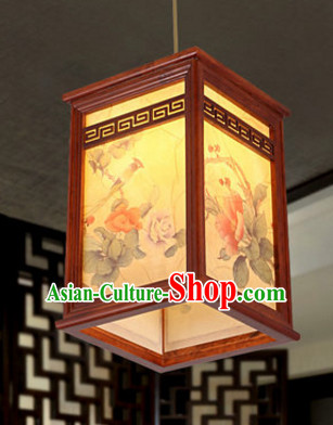 Chinese Classical Handmade and Carved Natural Wood Hanging Palace Lantern