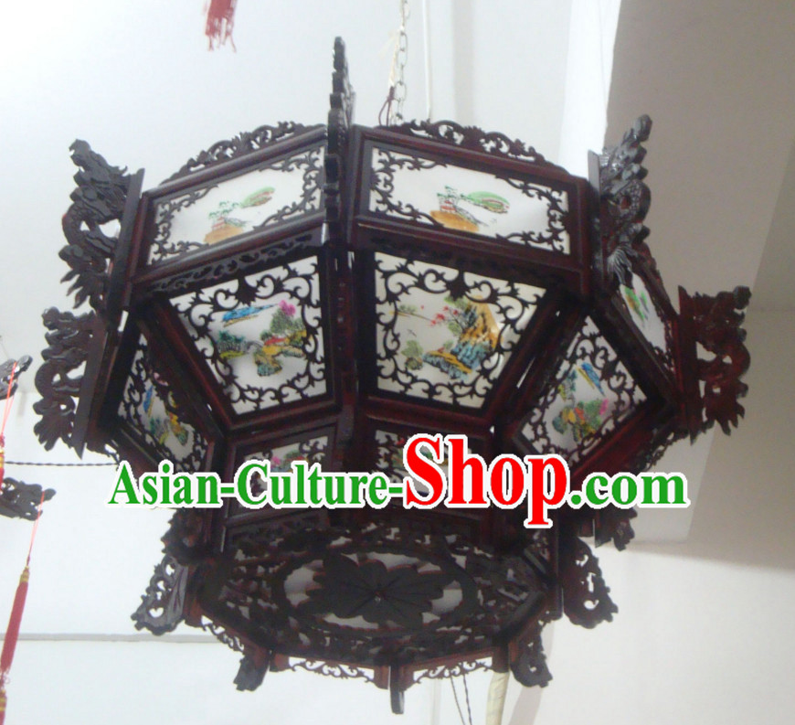 Chinese Classical Handmade and Carved Octagonal Dragon Hanging Palace Lantern