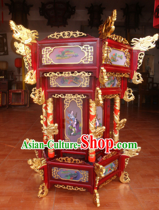 Golden Dragon Chinese Classical Handmade and Carved Hanging Palace Lantern