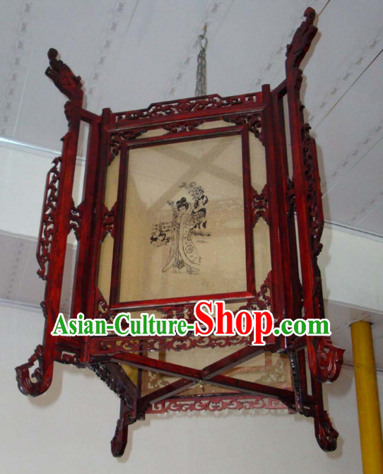 Red Song Dynasty Chinese Classical Handmade and Carved Hanging Palace Lantern