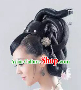 Chinese Classic Fairy Hairstyle Female Black Long Wigs