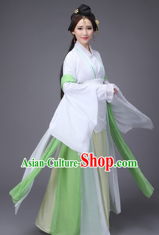 Han Dynasty Chinese Classical Dance Costumes and Headwear Complete Set for Women