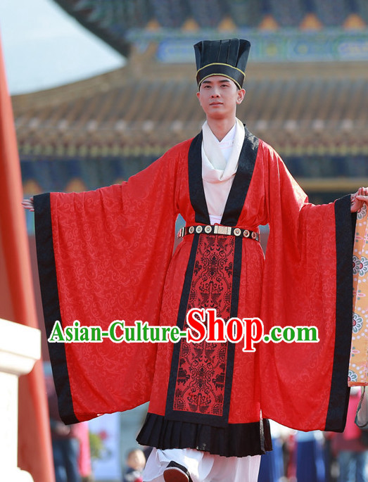 Top Chinese Tang Dynasty Bridegroom Wedding Dress and Hat Complete Set for Men
