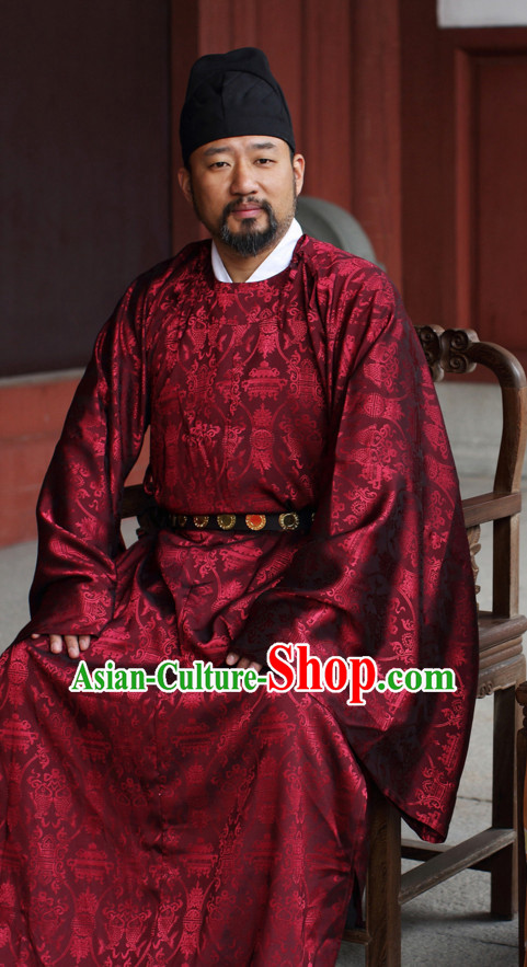 Top Chinese Song Ming Dynasty Clothing and Hat Complete Set for Men