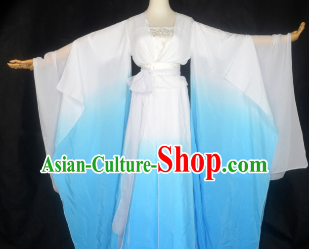 Blue to White Traditional Chinese Classical Dancing Costumes for Women