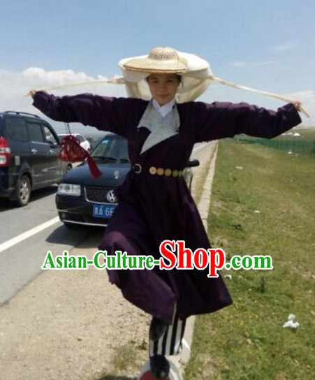 Ancient Chinese Swordswoman Costume and Hat Complete Set for Women or Girls