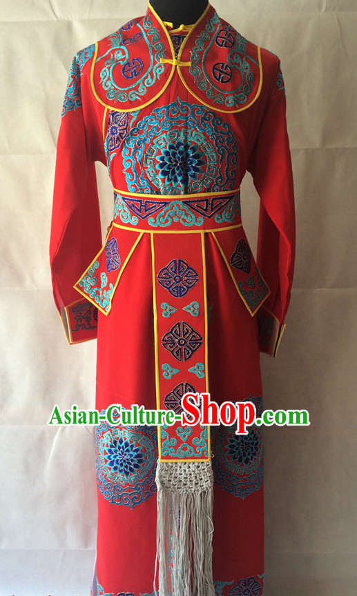 Ancient Chinese Opera Embroidered General Costumes Complete Set for Men