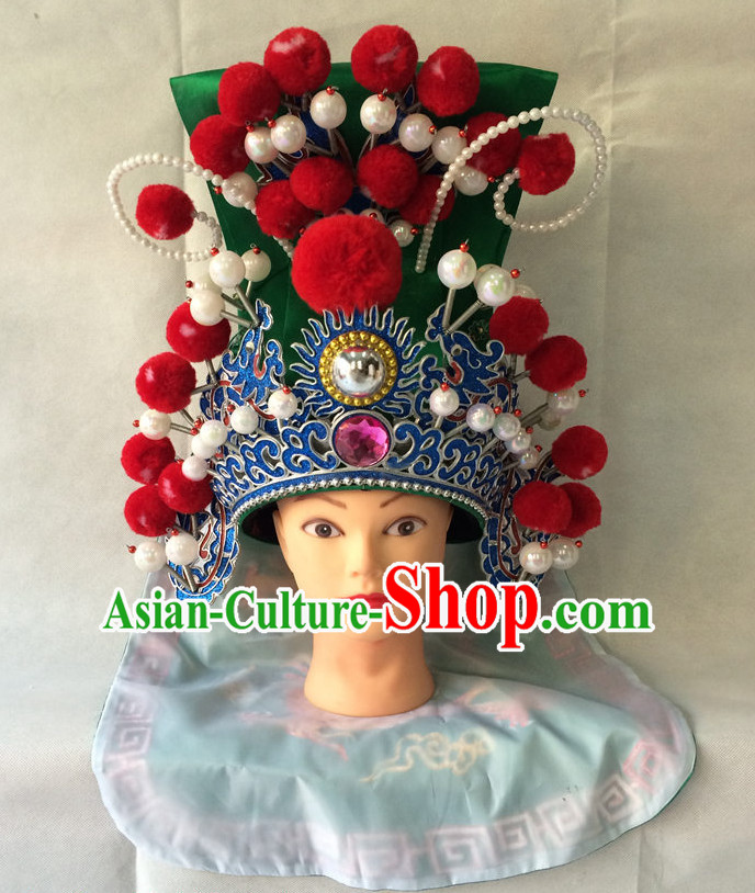 Traditional Chinese Classical Opera Guan Gong Helmet Hat for Men