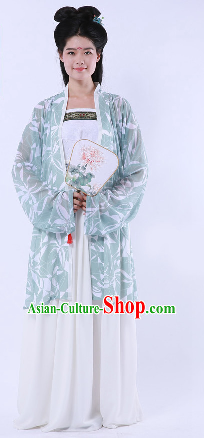 Ancient Chinese Han Dynasty Hanfu Garment and Hair Accessories Complete Set for Women