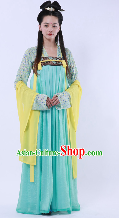 Ancient Chinese Tang Dynasty Hanfu Garment Clothing and Hair Accessories Complete Set for Women