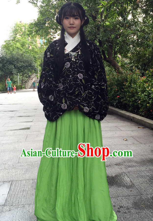 Ancient Chinese Song Dynasty Hanfu Garment Clothing and Hair Accessories Complete Set for Women