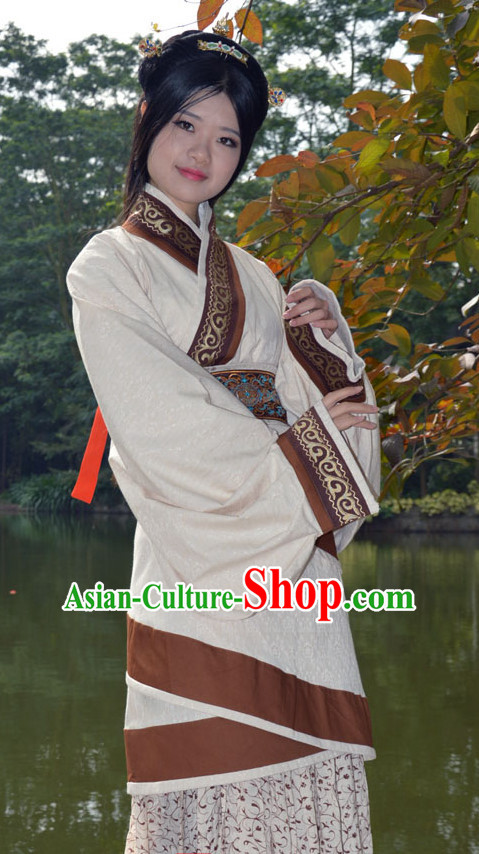 Ancient Chinese Han Dynasty Clothing and Hair Accessories Complete Set for Women