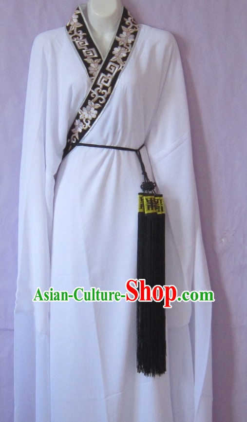 Ancient Chinese Long Sleeves White Hanfu Dress for Men