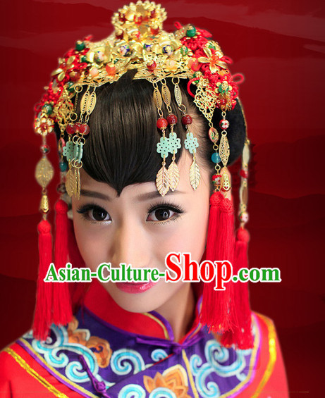 Traditional Chinese Princess Brides Wedding Headpieces Hair Jewelry Decorations Hairpins Phoenix Crown