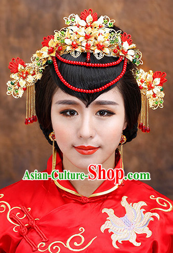 Traditional Chinese Style Princess Empress Queen Brides Wedding Headpieces Hair Fascinators Jewelry Decorations Hairpins Phoenix Crown Coronet