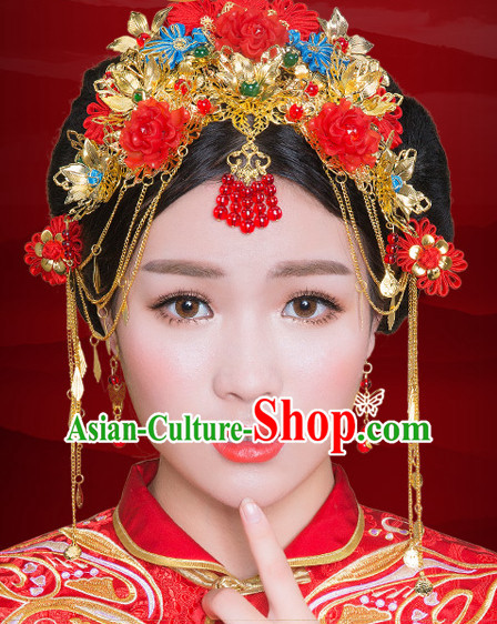 Traditional Chinese Style Princess Empress Queen Brides Wedding Headpieces Hair Fascinators Jewelry Decorations Hairpins Phoenix Crown Coronet