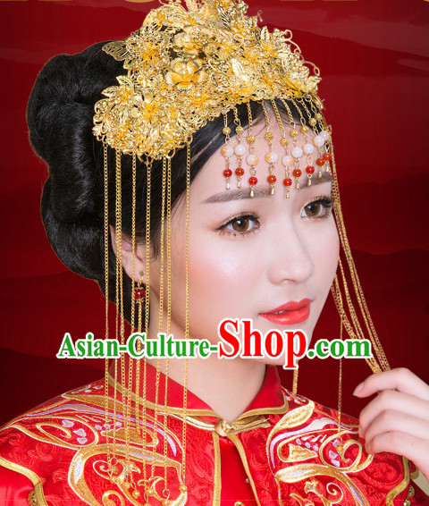 Traditional Chinese Style Princess Empress Queen Brides Wedding Headpieces Hair Fascinators Jewelry Decorations Hairpins Phoenix Crown Coronet