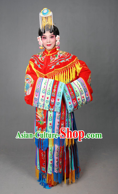 Ancient Chinese Opera Hua Dan Wedding Costumes and Headpieces Complete Set for Women