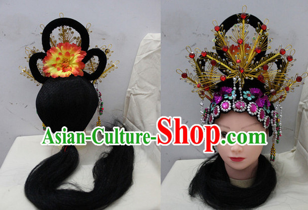 Chinese Opera Hair Accessories Headwear Headdress Hair Accessory Wig Set for Women or Girls