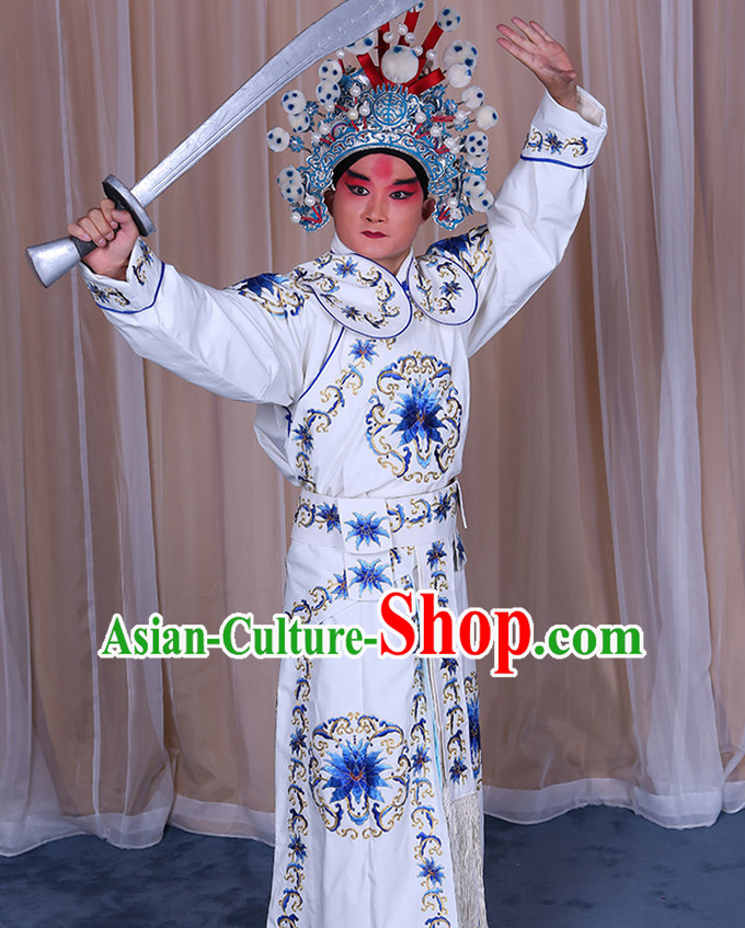 Embroidered Chinese Classic Peking Opera Wusheng Costume Beijing Opera Military Character Costumes Complete Set for Adults Kids Men Girls