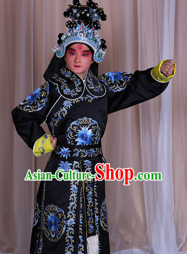 Embroidered Chinese Classic Peking Opera Wusheng Costume Beijing Opera Military Character Costumes Complete Set for Adults Kids Men Girls