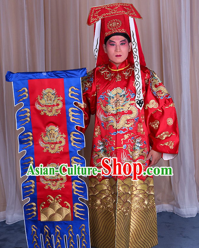 Embroidered Chinese Classic Peking Opera Wang Chao Ma Han Zhang Hu Costume Beijing Opera Military Character Costumes Complete Set for Adults Kids Men Boys