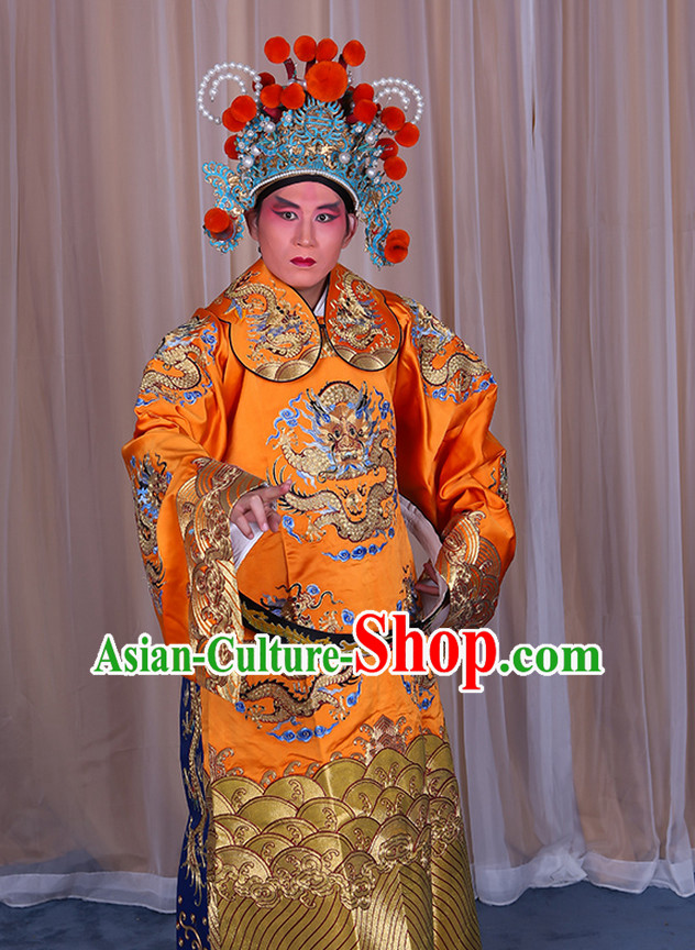 Embroidered Chinese Classic Peking Opera Long Mang Dragon Robe Costume Beijing Opera Official Costumes Complete Set for Adults Kids Men Boys