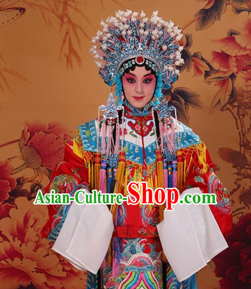 Top Embroidered Chinese Classic Peking Opera Empress Costume Beijing Opera Phoenix Costumes Complete Set for Adults Kids Women Girls