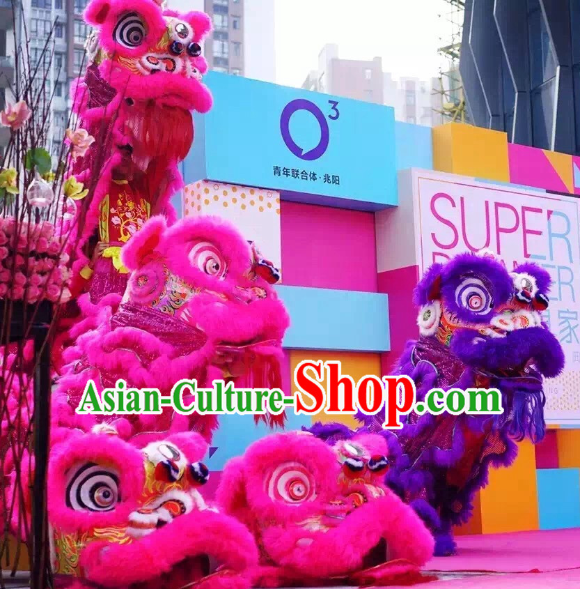 Simple Ebay Style Peachblow NEW 100_ Natural Wool Chinese Lion Dance Costumes Complete Set