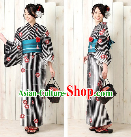 Top Authentic Traditional Japanese Kimonos Kimono Dress Yukata Clothing Robe Garment Complete Set for Women Ladies Girls