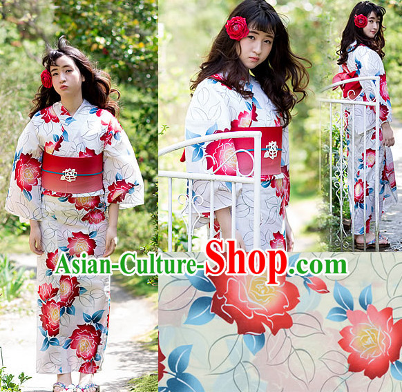 Top Authentic Traditional Japanese Kimonos Kimono Dress Yukata Clothing Robe Garment Complete Set for Women Ladies Girls