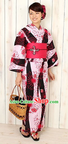 Traditional Japanese White Kimono Fashion Furisode Yukata Clothing Stain Robe Dress online Complete Set for Women