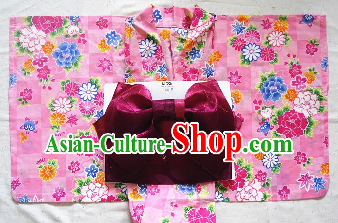 Traditional Japanese Kimono Fashion Furisode Yukata Clothing Stain Robe Dress online Complete Set for Women