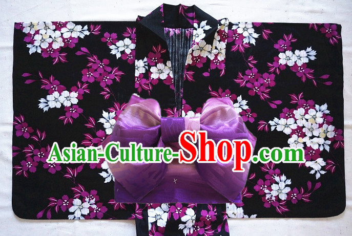 Traditional Japanese Kimono Fashion Furisode Yukata Clothing Stain Robe Dress online Complete Set for Women