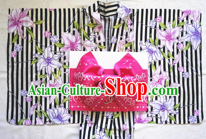 Traditional Japanese Kimono Fashion Furisode Yukata Clothing Robe Dress online Complete Set for Women