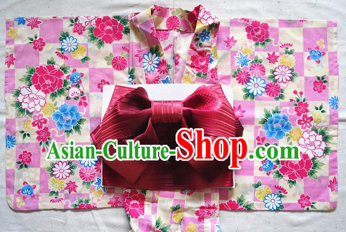 Traditional Authentic Japanese Kimono Kimonos Dress Fashion Furisode Yukata Clothing Robe online Complete Set for Women