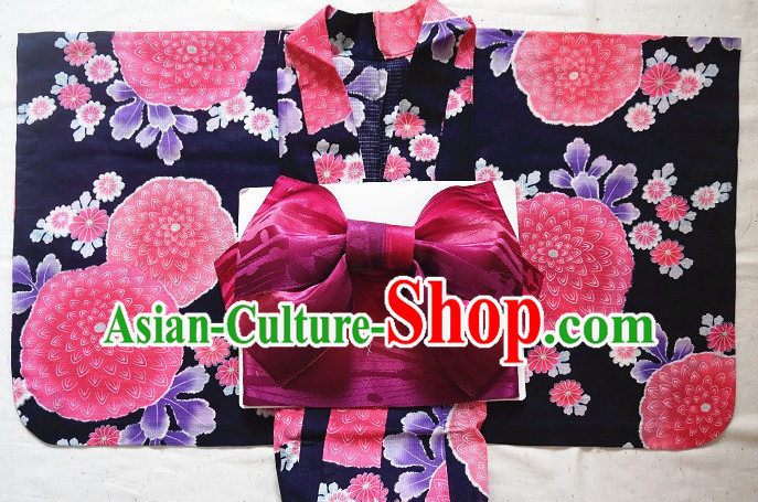 Traditional Authentic Japanese Kimono Kimonos Dress Fashion Furisode Yukata Clothing Robe online Complete Set for Women