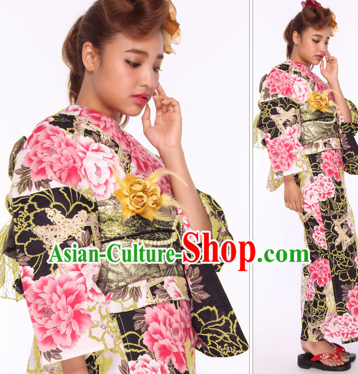 Top Authentic Traditional Japanese Kimonos Kimono Dress Yukata Clothing Robe online Complete Set for Women