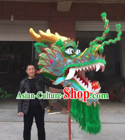 Green Chinese Spring Festival Big Display or Play Handmade Dragon Head